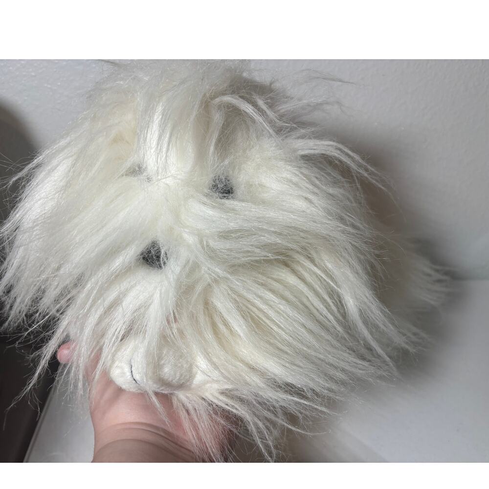 Vintage 90s Walmart Shaggy-Hair White Dog Plush Maltese Puppy Stuffed Animal 16"